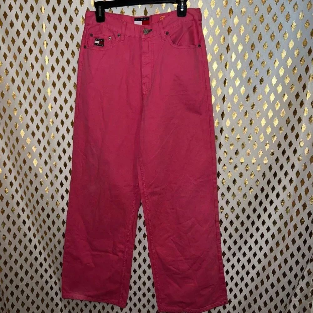 Tommy Hilfiger Tommy jeans pink wide leg baggy vintage Y2K size 28/32 28x32